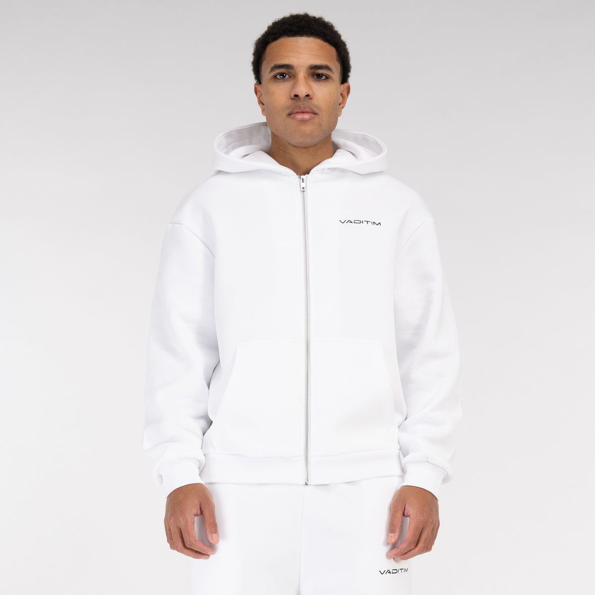 White Basic Zipper Vaditim