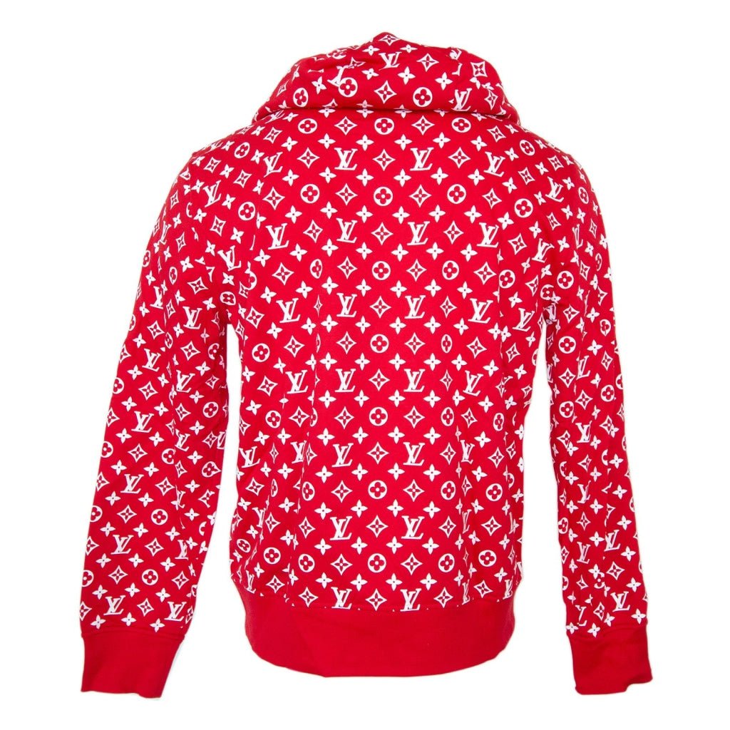 Supreme Louis Vuitton V Pattern Black Red Pullover Hooded Sweatshirt -  Tagotee